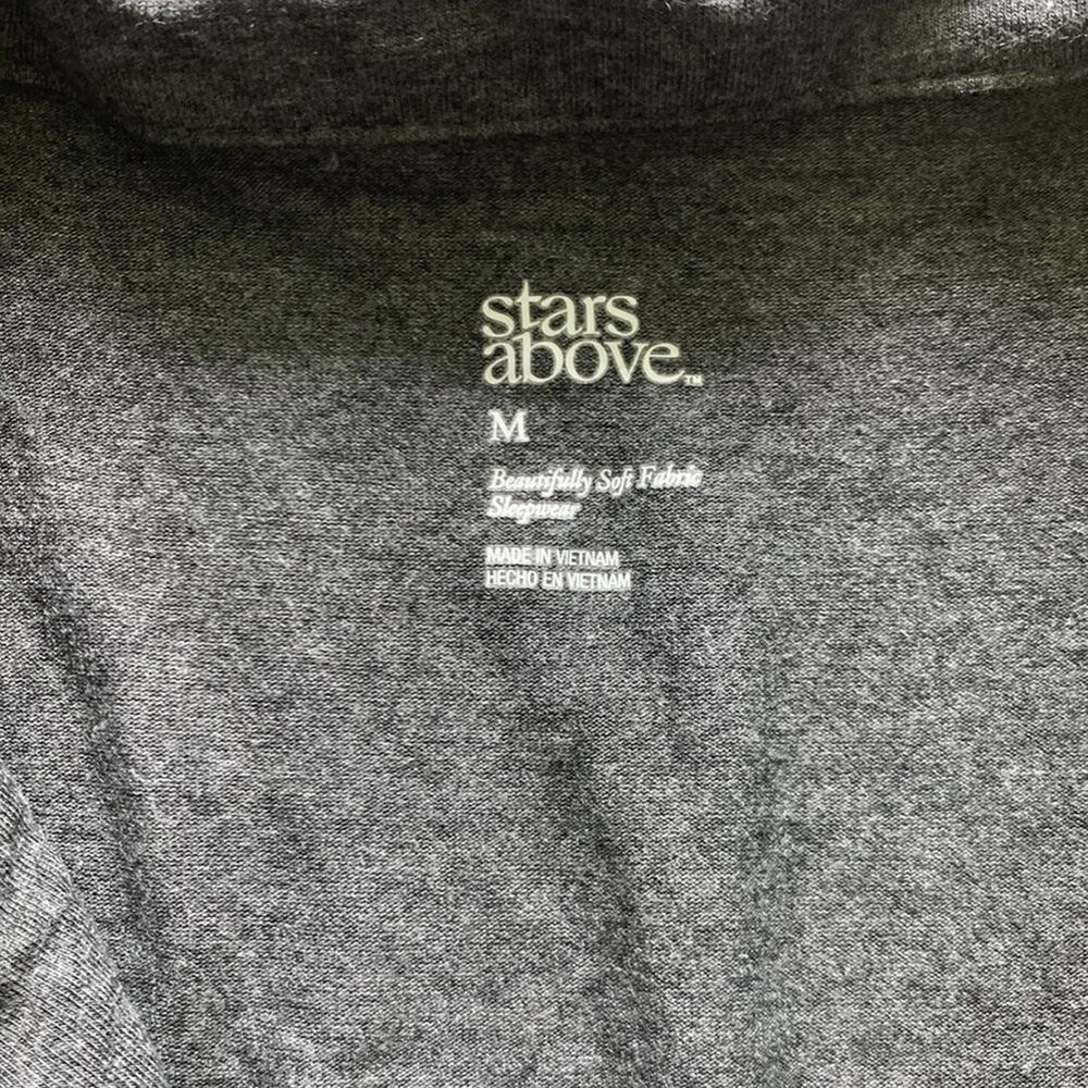 Stars Above Button‎ Front Short Sleeve Pajama Top Grey Medium - Picture 2 of 3